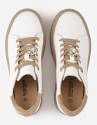 goodin Sneakers minimaliste din piele pe platformă cu aplicație cu strasuri Gorisa Alb cu bej