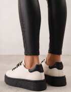 goodin Sneakers minimaliste din piele pe platformă cu aplicație cu strasuri Gorisa Bej cu negru