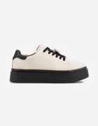goodin Sneakers minimaliste din piele pe platformă cu aplicație cu strasuri Gorisa Bej cu negru