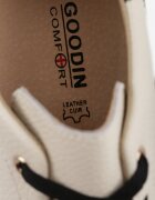 goodin Sneakers minimaliste din piele pe platformă cu aplicație cu strasuri Gorisa Bej cu negru