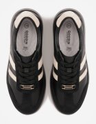 goodin Sneakers Negru-Bej pe Platformă din Piele Naturală Decorate cu Benzi Sovimi