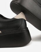 goodin Sneakers Negru-Bej pe Platformă din Piele Naturală Decorate cu Benzi Sovimi