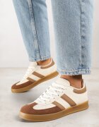 gowin Sneakers Bej-alb în Stilul Tenisilor Clasici Decorați cu Cusături Ivelfia