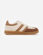 gowin Sneakers Bej-alb în Stilul Tenisilor Clasici Decorați cu Cusături Ivelfia