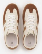 gowin Sneakers Bej-alb în Stilul Tenisilor Clasici Decorați cu Cusături Ivelfia