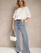 h&s Bluză Albă din Vâscoză cu croială Oversize cu elastic la umeri Alirona