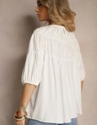h&s Bluză Albă din Vâscoză cu croială Oversize cu elastic la umeri Alirona