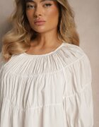 h&s Bluză Albă din Vâscoză cu croială Oversize cu elastic la umeri Alirona
