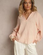 h&s Bluză Bej din Bumbac cu Decolteu în V și Broderie Florală Lisorella