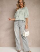 h&s Bluză Mentă cu Vâscoză Croială Oversize cu Elastice la Umeri Alirona