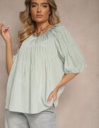 h&s Bluză Mentă cu Vâscoză Croială Oversize cu Elastice la Umeri Alirona