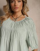 h&s Bluză Mentă cu Vâscoză Croială Oversize cu Elastice la Umeri Alirona