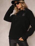 h&s Bluză Neagră cu Glugă și Broderie Decorativă Gamalie