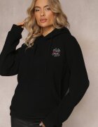 h&s Bluză Neagră cu Glugă și Broderie Decorativă Gamalie