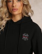 h&s Bluză Neagră cu Glugă și Broderie Decorativă Gamalie