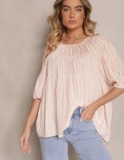 h&s Bluză Roz pal din Viscoză cu croială Oversize cu elastic la umeri Alirona