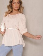 h&s Bluză Roz pal din Viscoză cu croială Oversize cu elastic la umeri Alirona