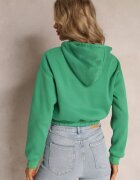 h&s Bluza scurtă verde cu glugă cu tiv și manșete striate și imprimeu decorativ Relis