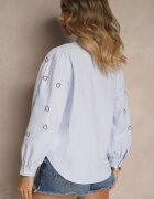 h&s Cămașă Albastru-Neagră din Bumbac Decorată cu Broderie Dovelira