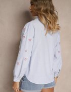 h&s Cămașă Albastru-Roșie din Bumbac Decorată cu Broderie Dovelira