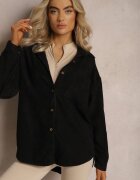 h&s Cămașă Neagră din corduroy cu nasturi Rhiawen