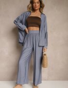 h&s Compleu Albastru Oversize cu Cămașă și Pantaloni Ulonelia