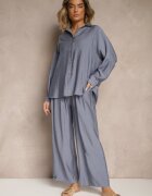h&s Compleu Albastru Oversize cu Cămașă și Pantaloni Ulonelia