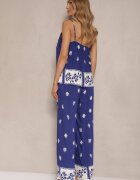 h&s Compleu Floral bleumarin din Vâscoză Pantaloni și Maiou Beldisa