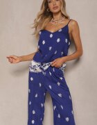 h&s Compleu Floral bleumarin din Vâscoză Pantaloni și Maiou Beldisa