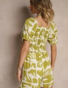 h&s Compleu verde din vâscoză cu imprimeu vegetal Pantaloni scurți și Bluză Felindera