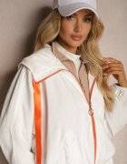 h&s Geacă Albă cu Adaos de Bumbac Decorată cu Panglici cu Glugă și Șnururi Valentis