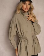 h&s Geacă Parka Verde deschis cu adaos de bumbac finisată cu șnururi închisă cu capse Velona