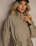 h&s Geacă Parka Verde deschis cu adaos de bumbac finisată cu șnururi închisă cu capse Velona