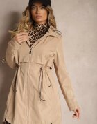 h&s Jachetă Parka bej cu glugă detașabilă și șnur în talie Labiana