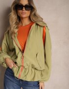 h&s Jachetă verde deschis cu adaos de bumbac decorată cu panglici cu glugă și benzi elastice Valentis
