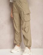 h&s Pantaloni bej cargo cu manșete și elastic în talie cu buzunare laterale Laverina