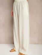h&s Pantaloni bej deschis Palazzo cu croială largă High Waist Ollevia