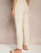 h&s Pantaloni bej închis din bumbac cu legătură decorativă Siltebia