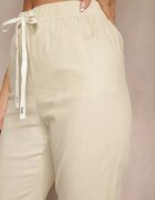 h&s Pantaloni bej închis din bumbac cu legătură decorativă Siltebia
