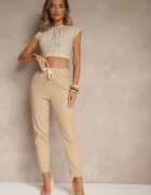 h&s Pantaloni Bej închis din Bumbac Decorați cu Legătură Zentebis