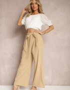 h&s Pantaloni Bej închis Largi cu curea din material textil tip Paper Bag Lasette