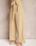 h&s Pantaloni Bej închis Largi cu curea din material textil tip Paper Bag Lasette