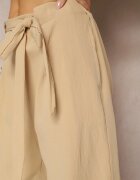 h&s Pantaloni Bej închis Largi cu curea din material textil tip Paper Bag Lasette