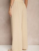 h&s Pantaloni Bej Palazzo cu Croială Largă High Waist Ollevia