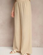 h&s Pantaloni Bej Palazzo cu Croială Largă High Waist Ollevia