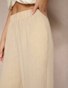 h&s Pantaloni Bej Palazzo cu Croială Largă High Waist Ollevia
