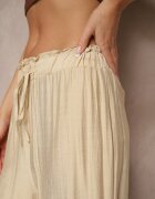 h&s Pantaloni Bej Talie Înaltă cu Croială Largă cu Cordon Telisiela