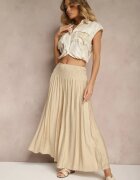 h&s Pantaloni bej tip culotte cu croială largă Talie înaltă Lungime 7/8 Ulanova
