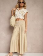 h&s Pantaloni bej tip culotte cu croială largă Talie înaltă Lungime 7/8 Ulanova