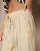 h&s Pantaloni Bej Tip Palazzo Cu croială largă Talie înaltă Decorați cu șnur Yaslevia
